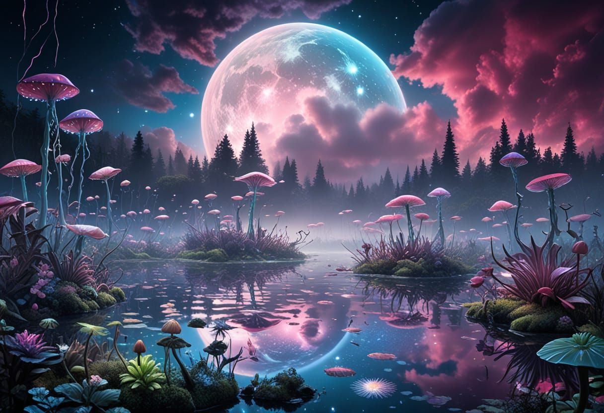 Ethereal Venus Flytrap Forest Dreamscape