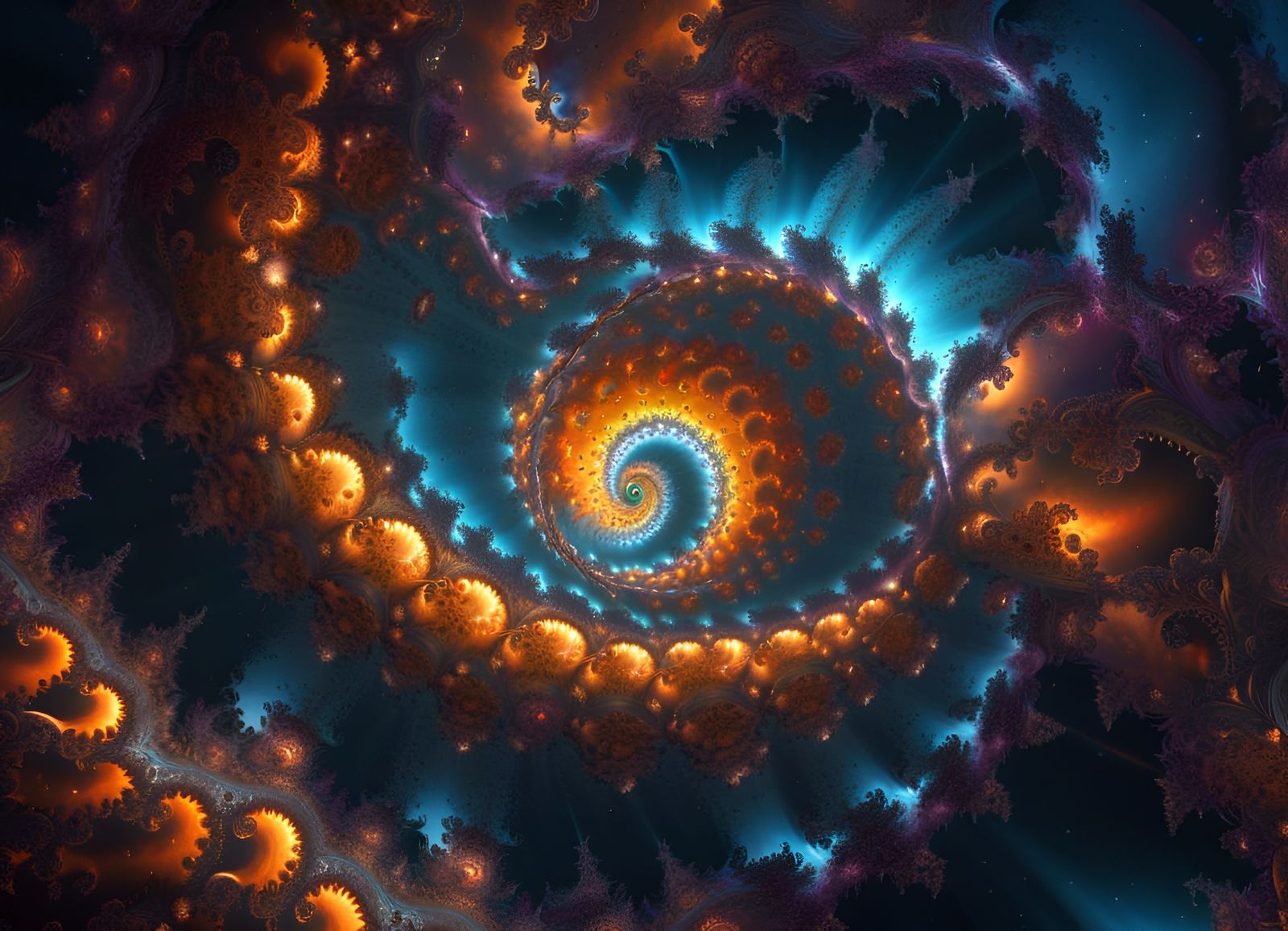 Detailed Mandelbrot Fractal Vortex in Space