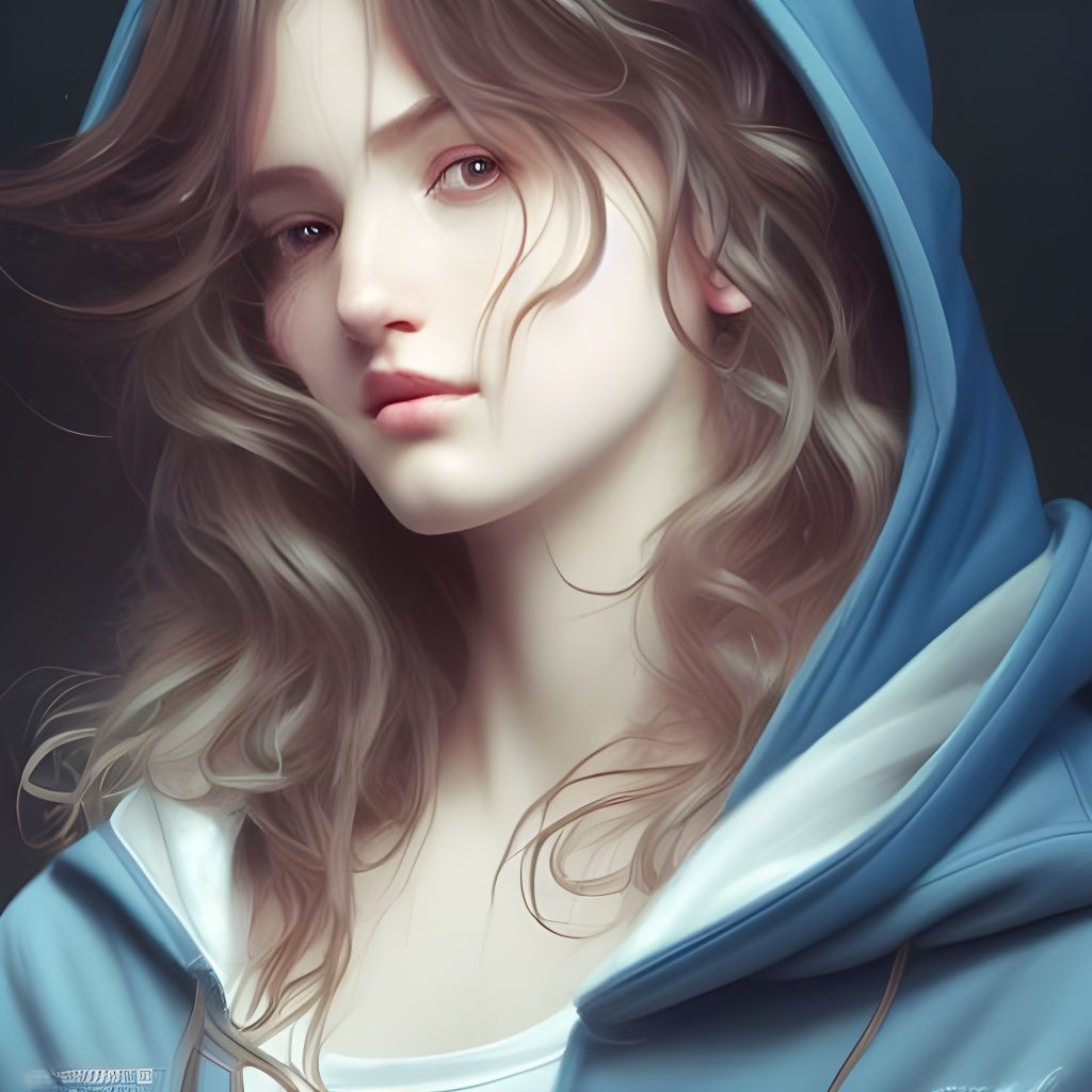 Seductive Girl in Hoodie: Hyperdetailed Portrait