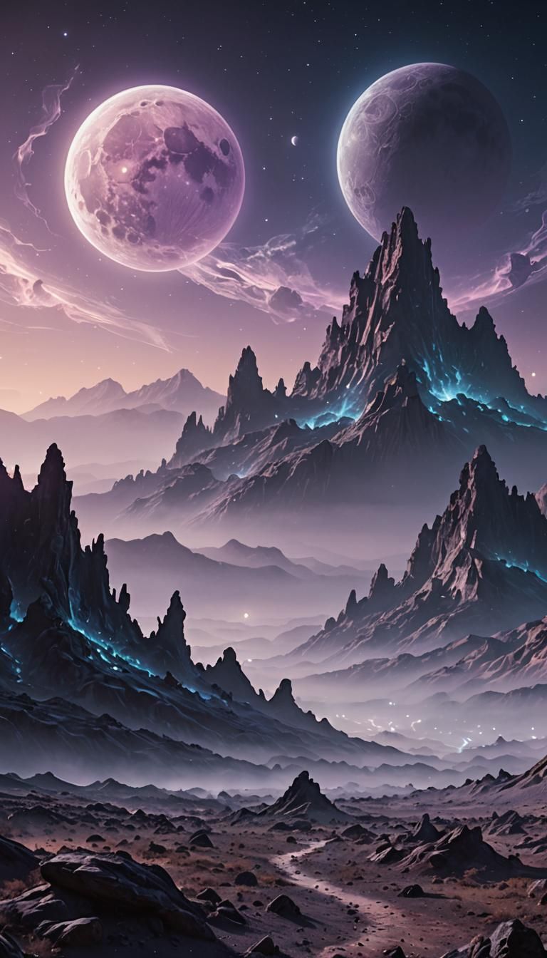 Two Moons Rise Over Alien World in 8k