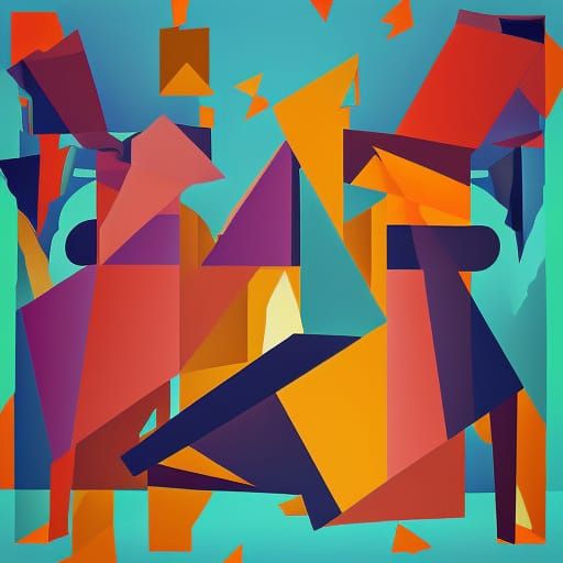 Cubist Pets in Geometric Fauvism Style