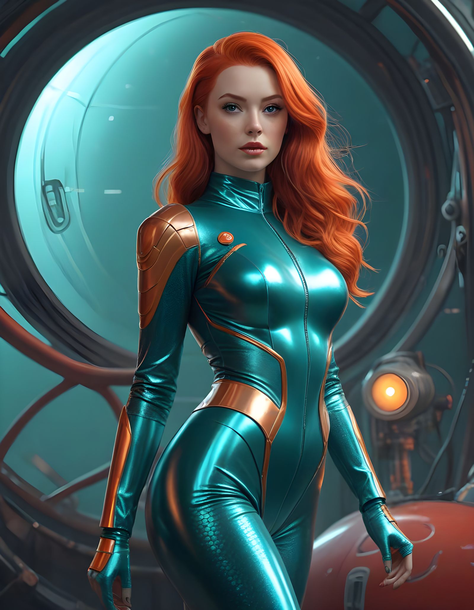 Futuristic Mermaid in Retro-Futuristic Space Suit