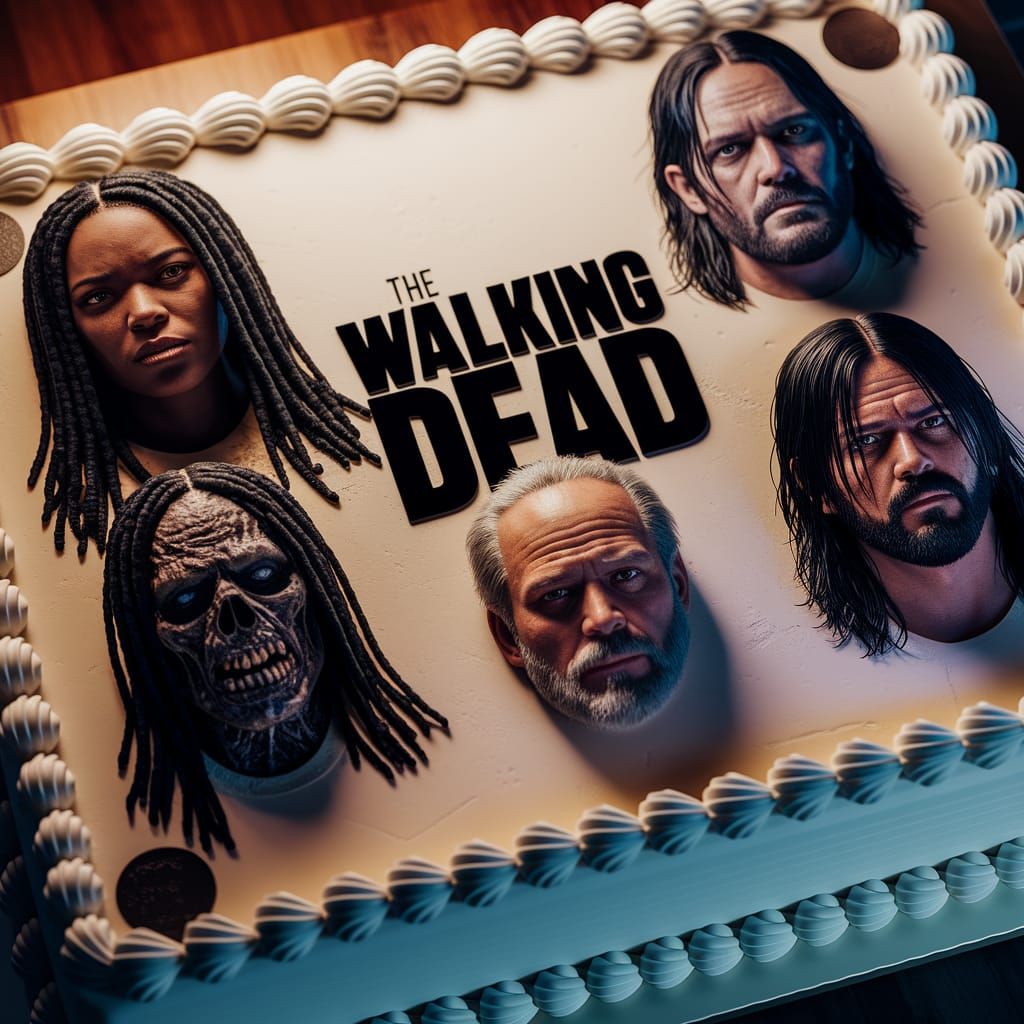 Walking Dead Cake with Character Portraits
