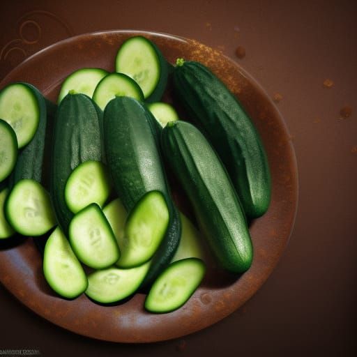 Cucumbers on a Plate: Detailed Digital Painting
