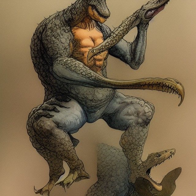 Fantasy Portrait: Man with T-Rex Arms
