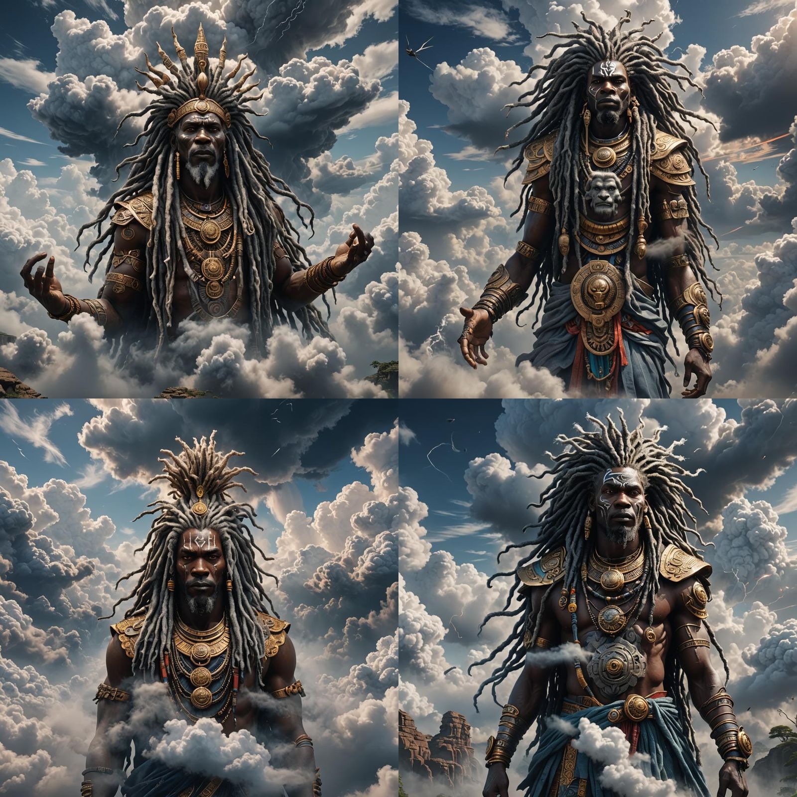 African God with Cloud Dreadlocks: Fantasy Art