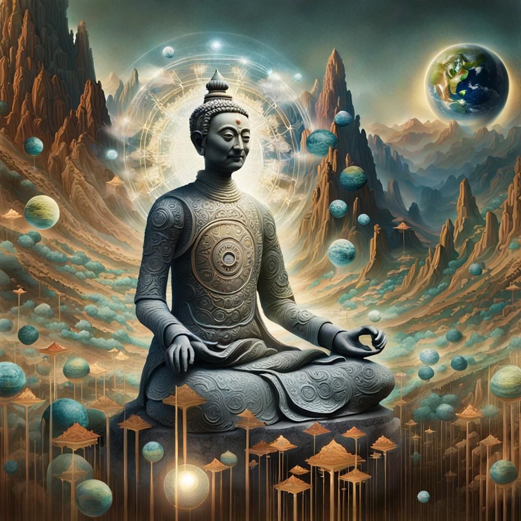 Ethereal Figure in Harmony with Universe