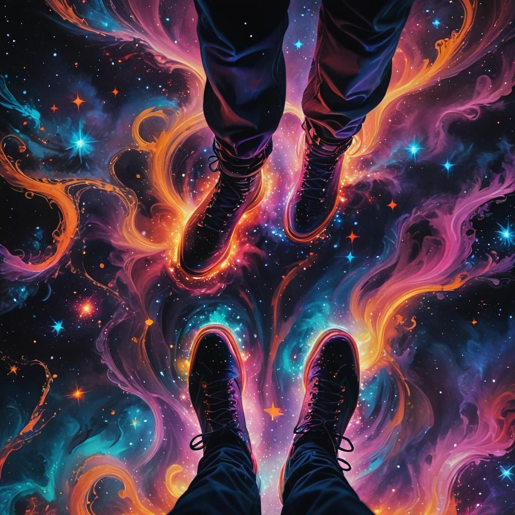 Starry Abyss: Surrealism in Neon Colors