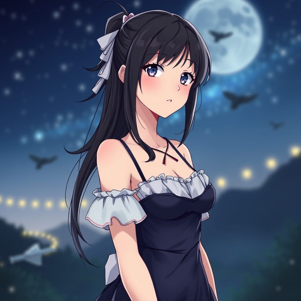 Tifa in Vibrant Fantasy Anime Style Nightgown