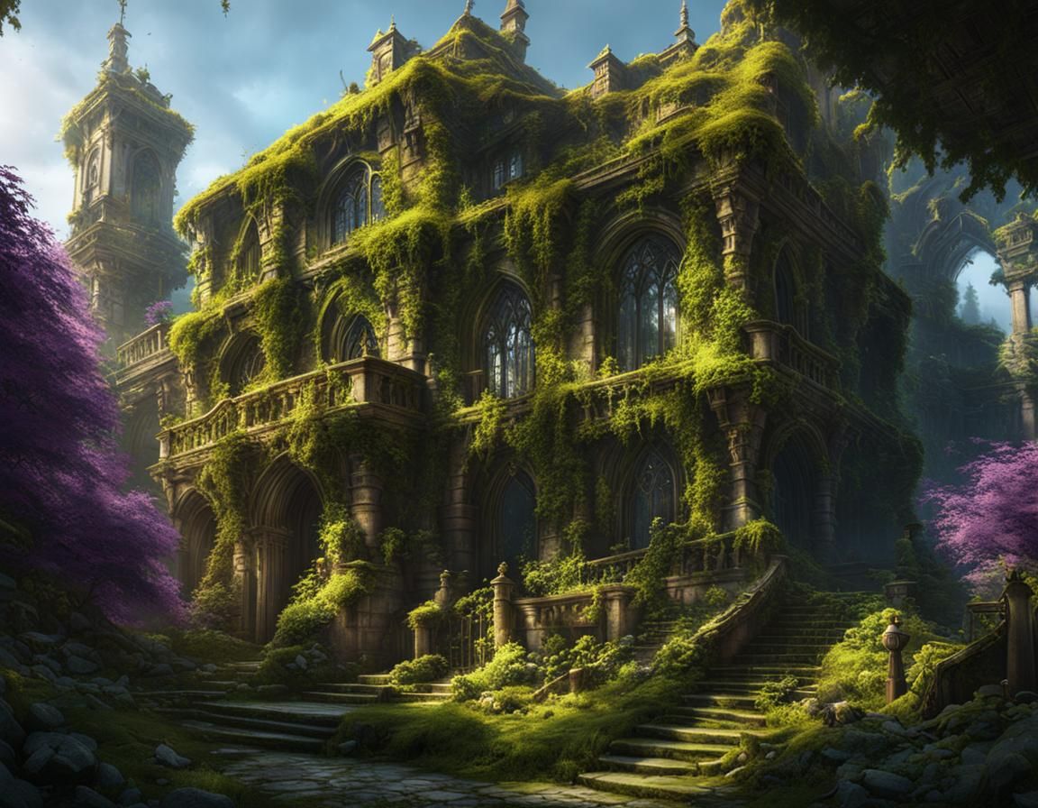 Overgrown City: Dark Fantasy Concept Art