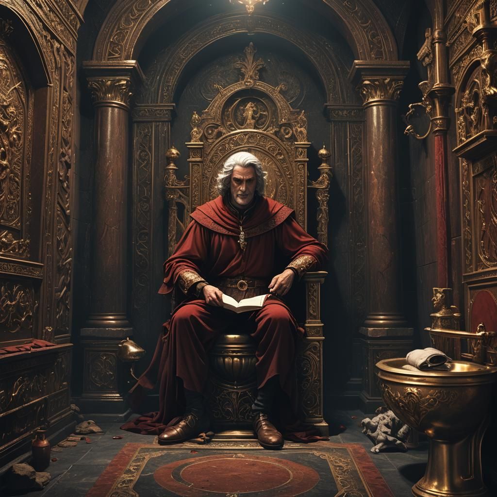 Dante Alighieri Reading in a Dark Cell, Detailed Matte Paint...