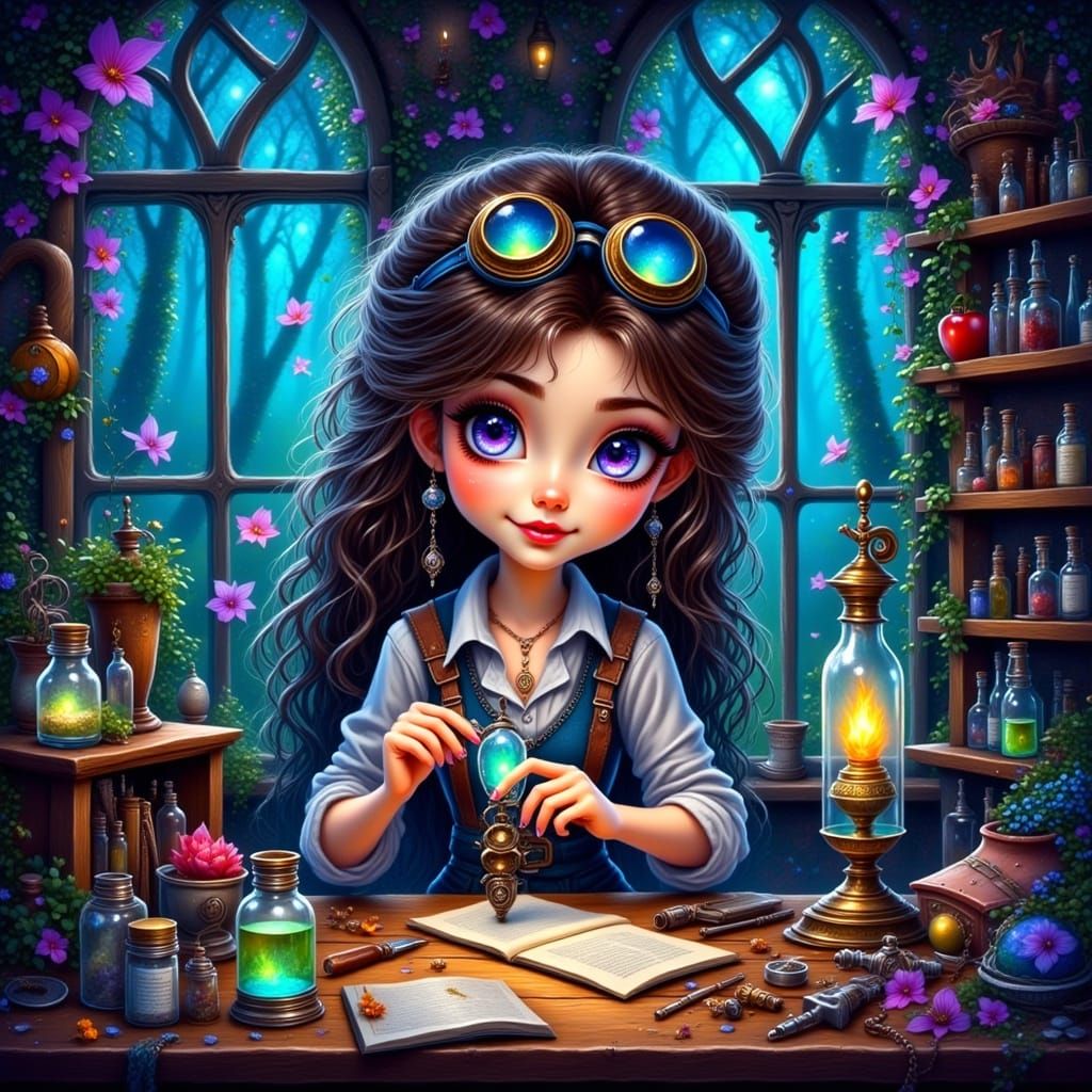 Whimsical Inventor's Workshop in Cartoon Style