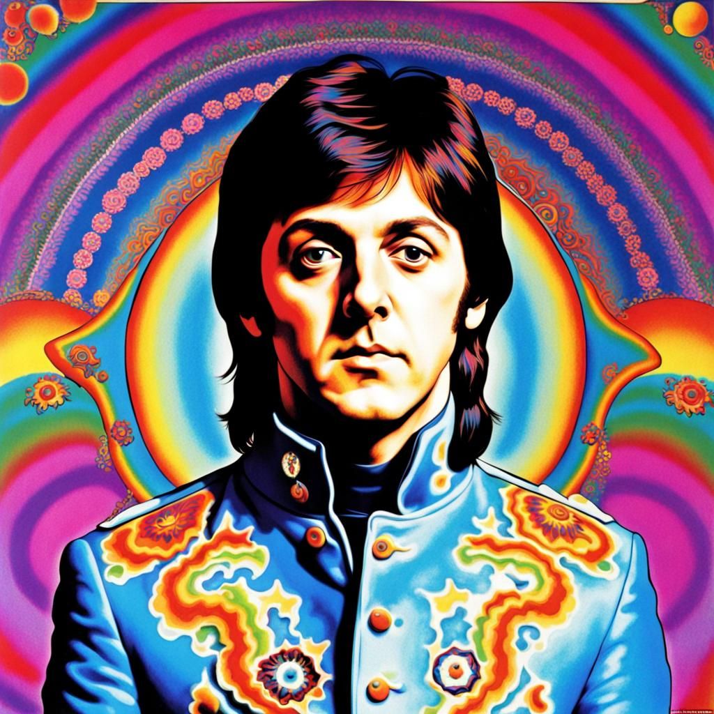 Psychedelic Poster of Paul McCartney, 1968 Style