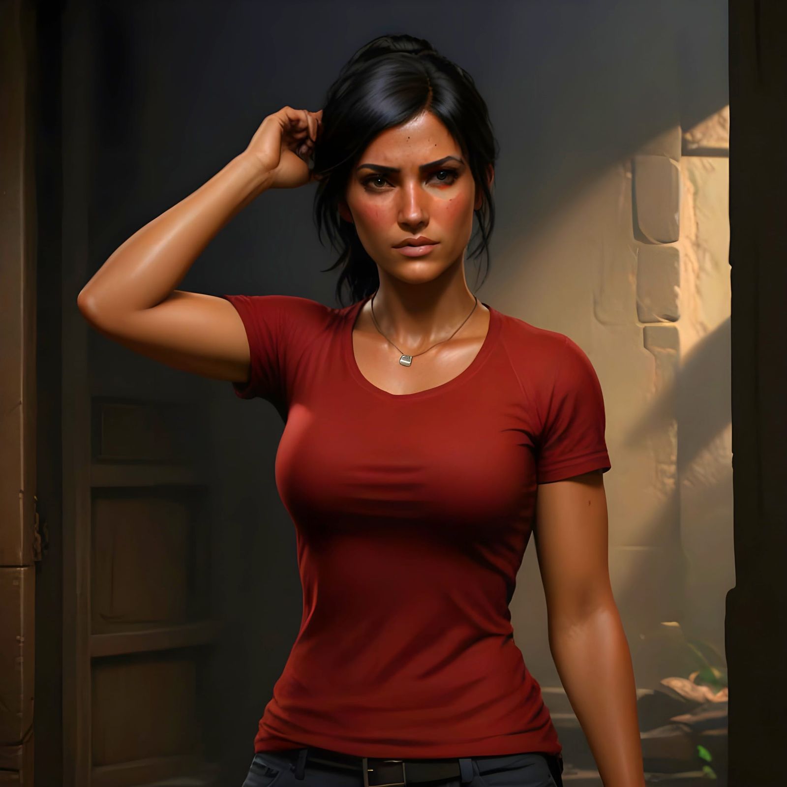 Glamorous Adventurer Unveiled in Triadic Hues