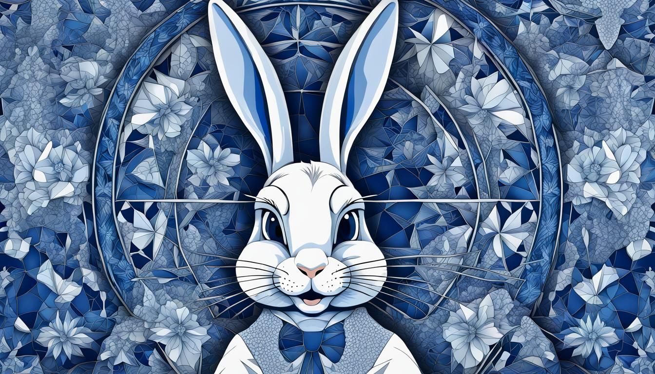 Shattered Bugs Bunny in Delft Blue Style