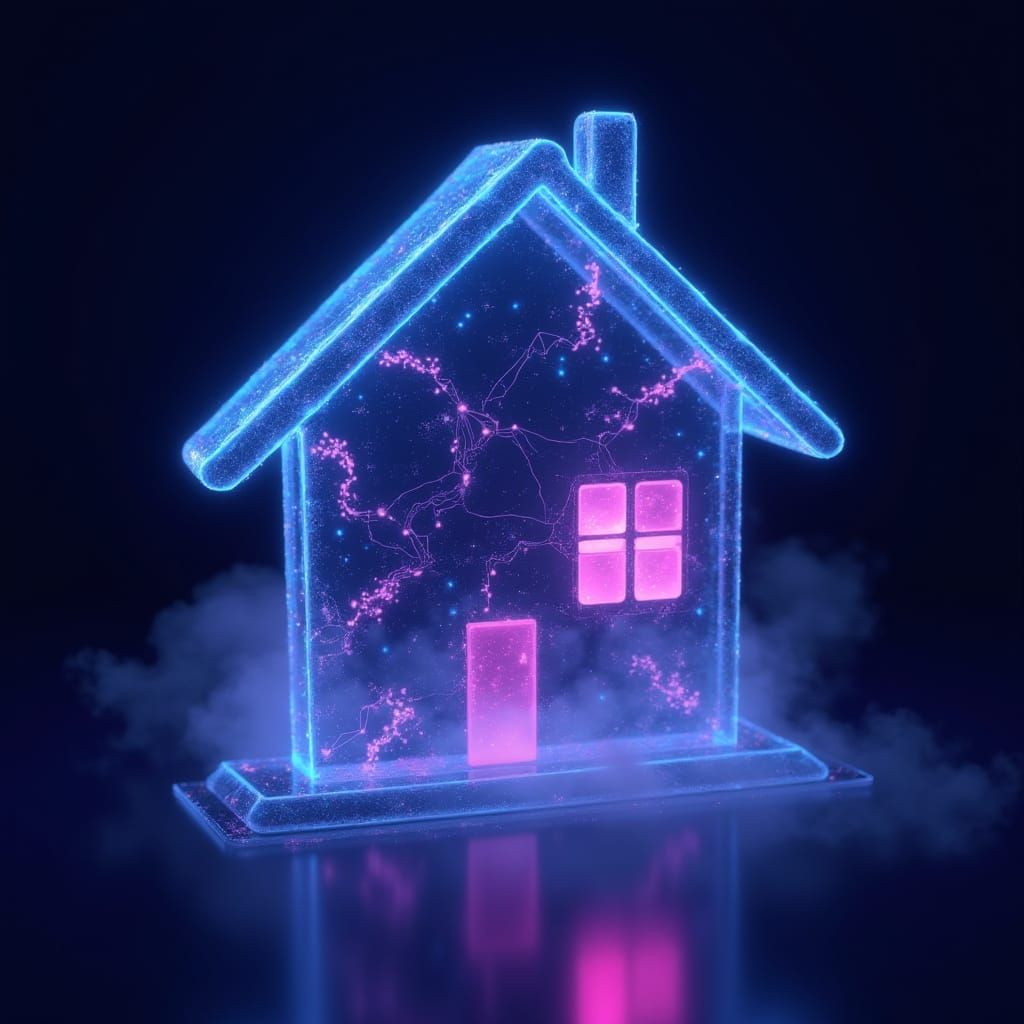 Futuristic 3D Logo with Electric Blue and Purple Glow