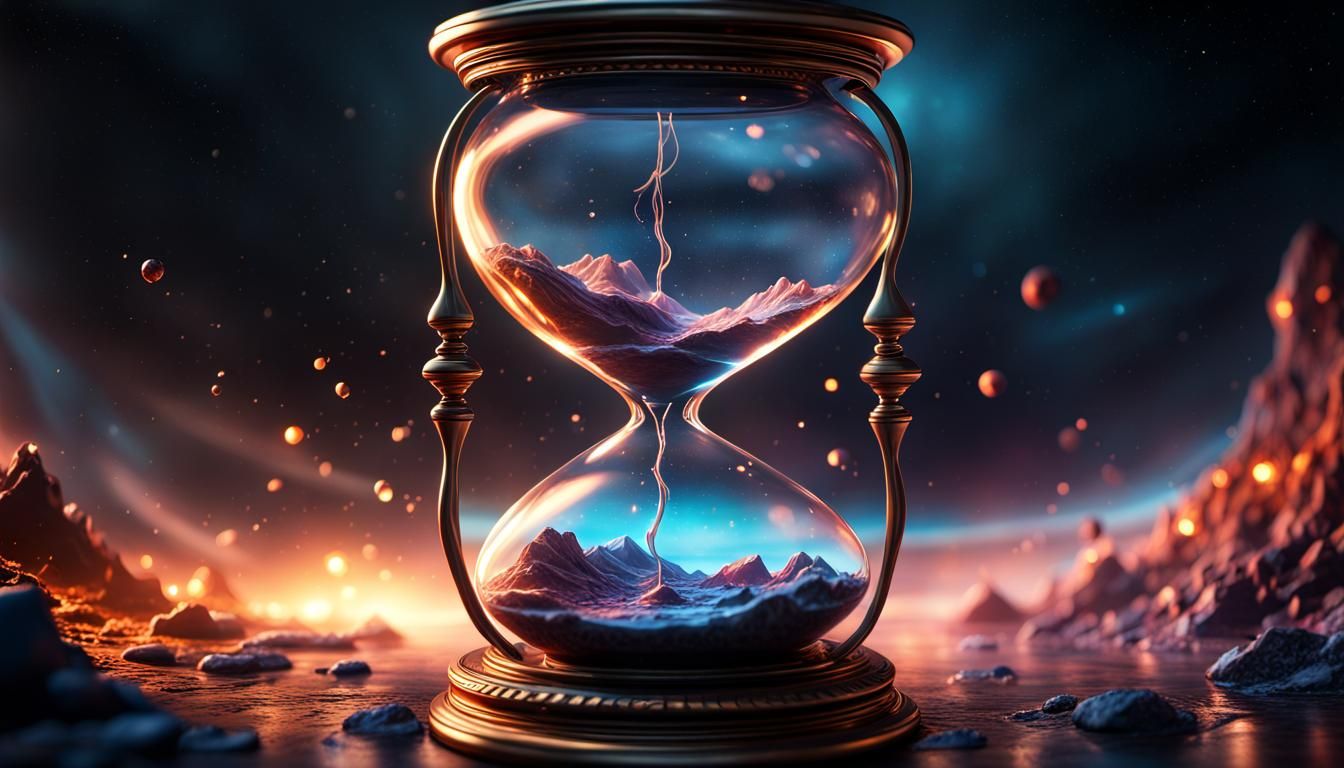 Infinite Time: Cosmic Hourglass in Hyperrealistic Detail