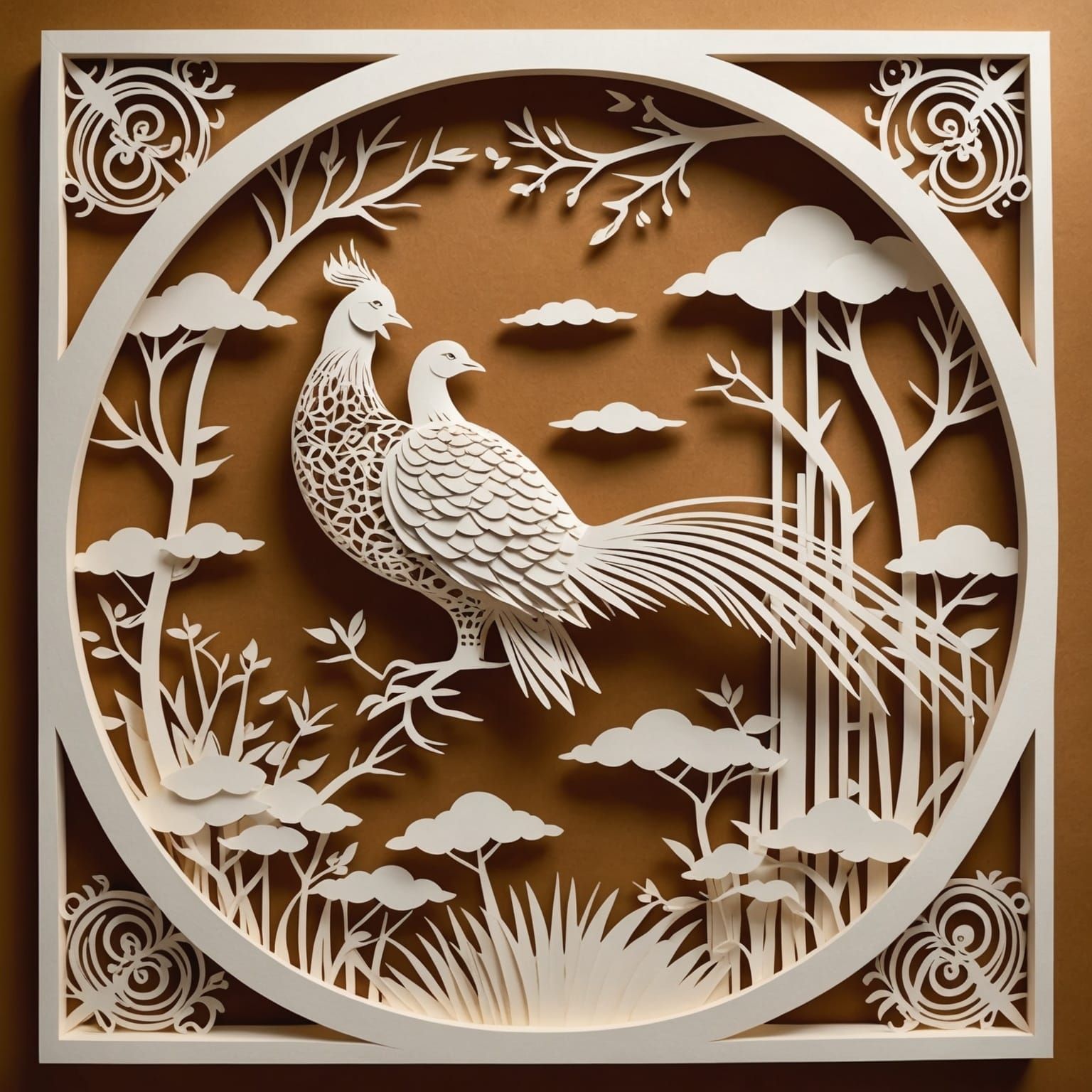 Intricate Kirigami Paper Art in Japanese Style