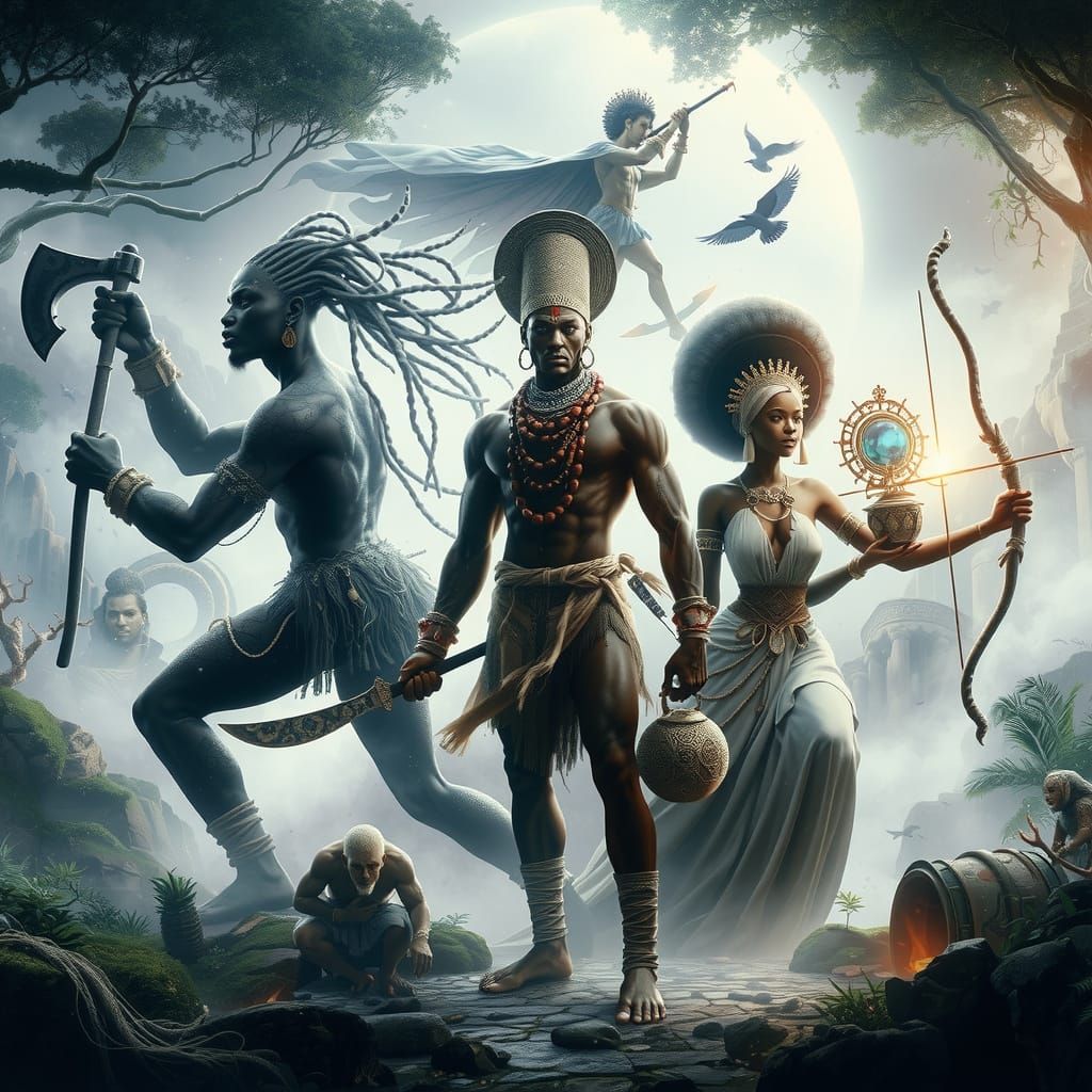 Yoruba Deities in Vibrant Colors