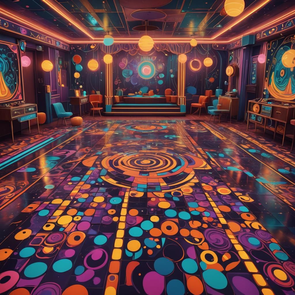 Groovy 60s Dance Floor in Detailed Matte Painting