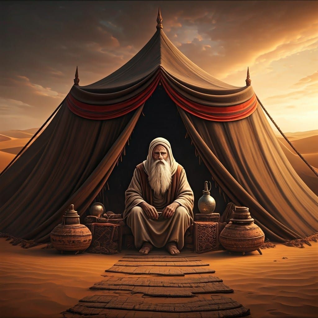 Desert Oasis in the Lot Desert, Patriarch Abraham Awaits Tra...