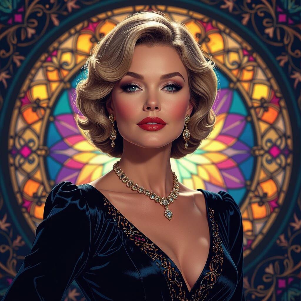 Elegant Portrait of Judy Geeson in Fantasy Realism Style