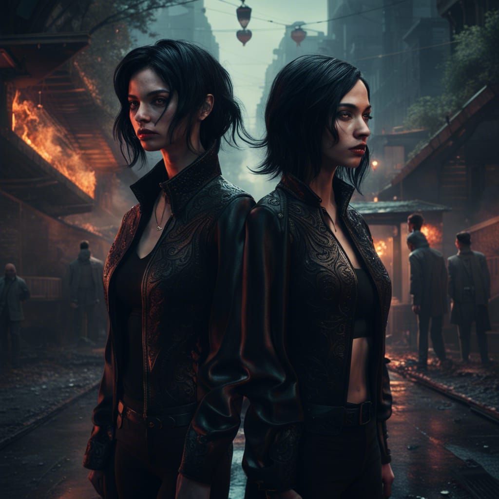 Noir Twins: Detailed Fantasy Concept Art