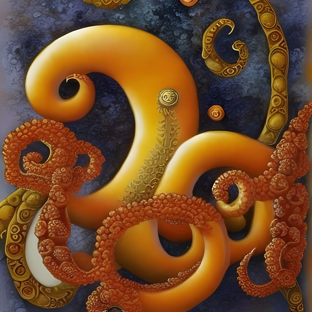 Psychedelic Octopus in Mixed Media with Autumn Colors