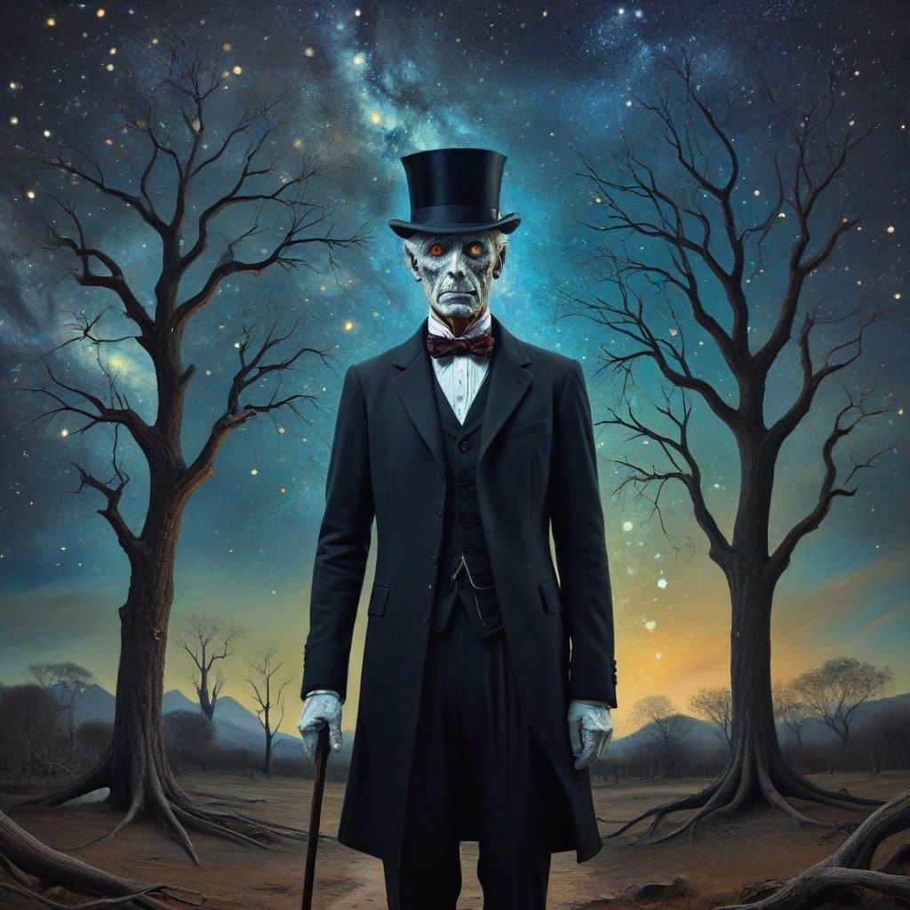 Surrealist Portrait of a Gentleman in a Dreamlike Landscape