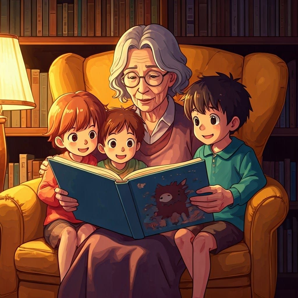 Cozy Family Moment with Grandmother