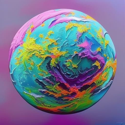 Buttercream Crystal Sphere in Graffiti Art Style