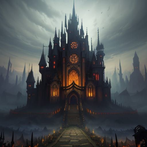 Nightmare Harvest Festival in Fantastical Matte Painting Sty...