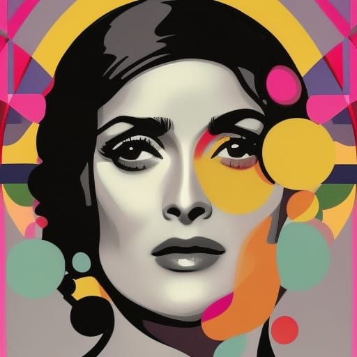 Salma Hayek in Geometric Pop Art Style
