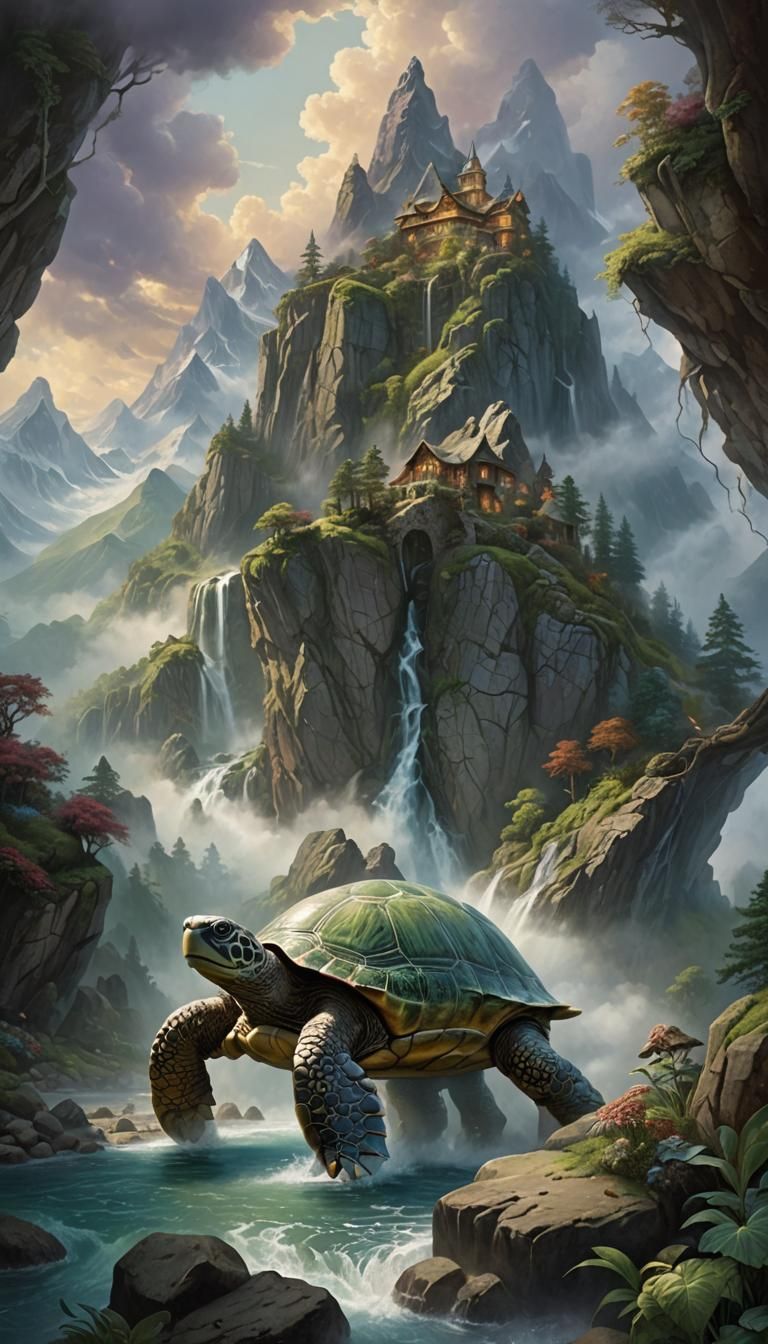 Mountain Turtle: Ethereal Fantasy Matte Painting