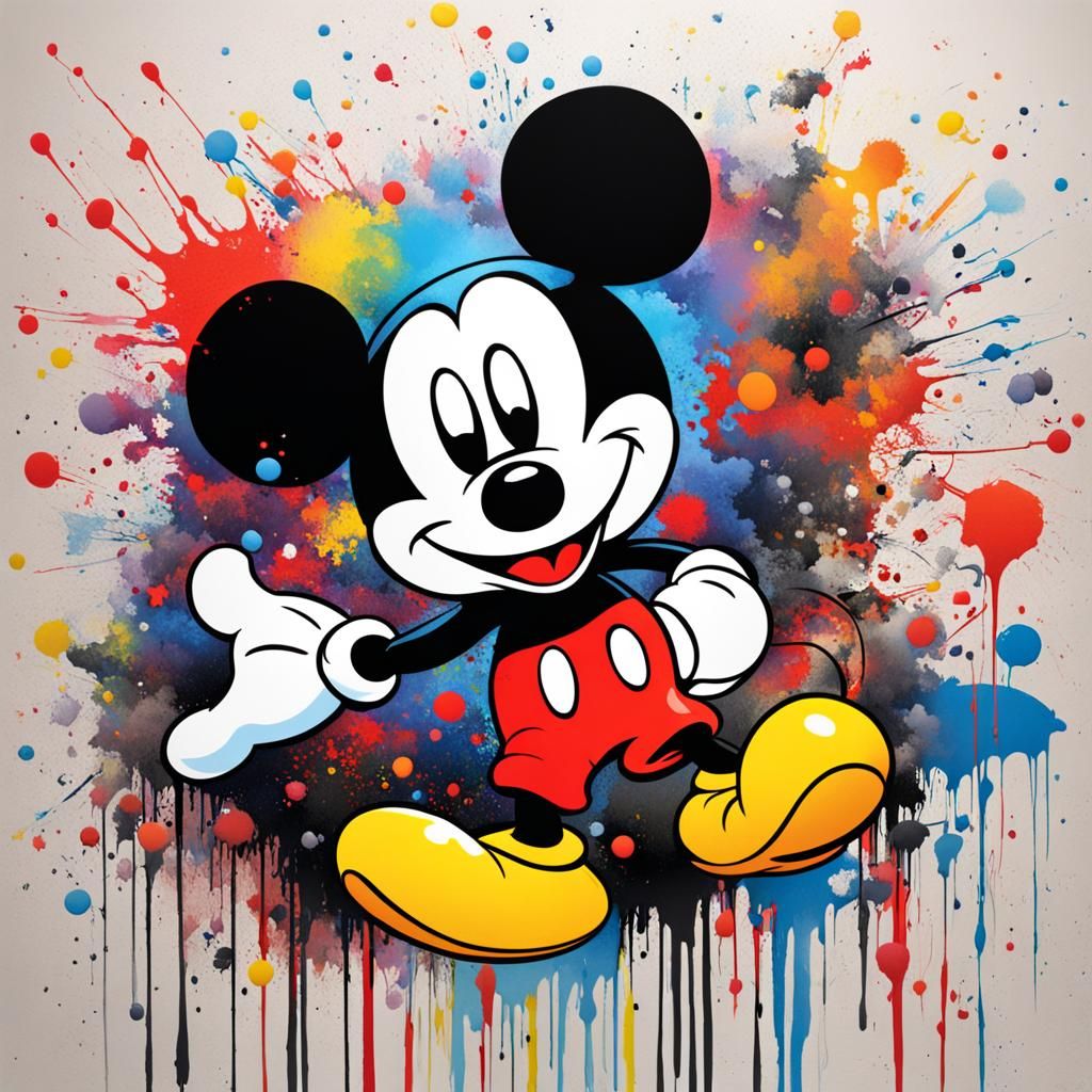 Mickey Mouse in Graffiti Splash Art Style