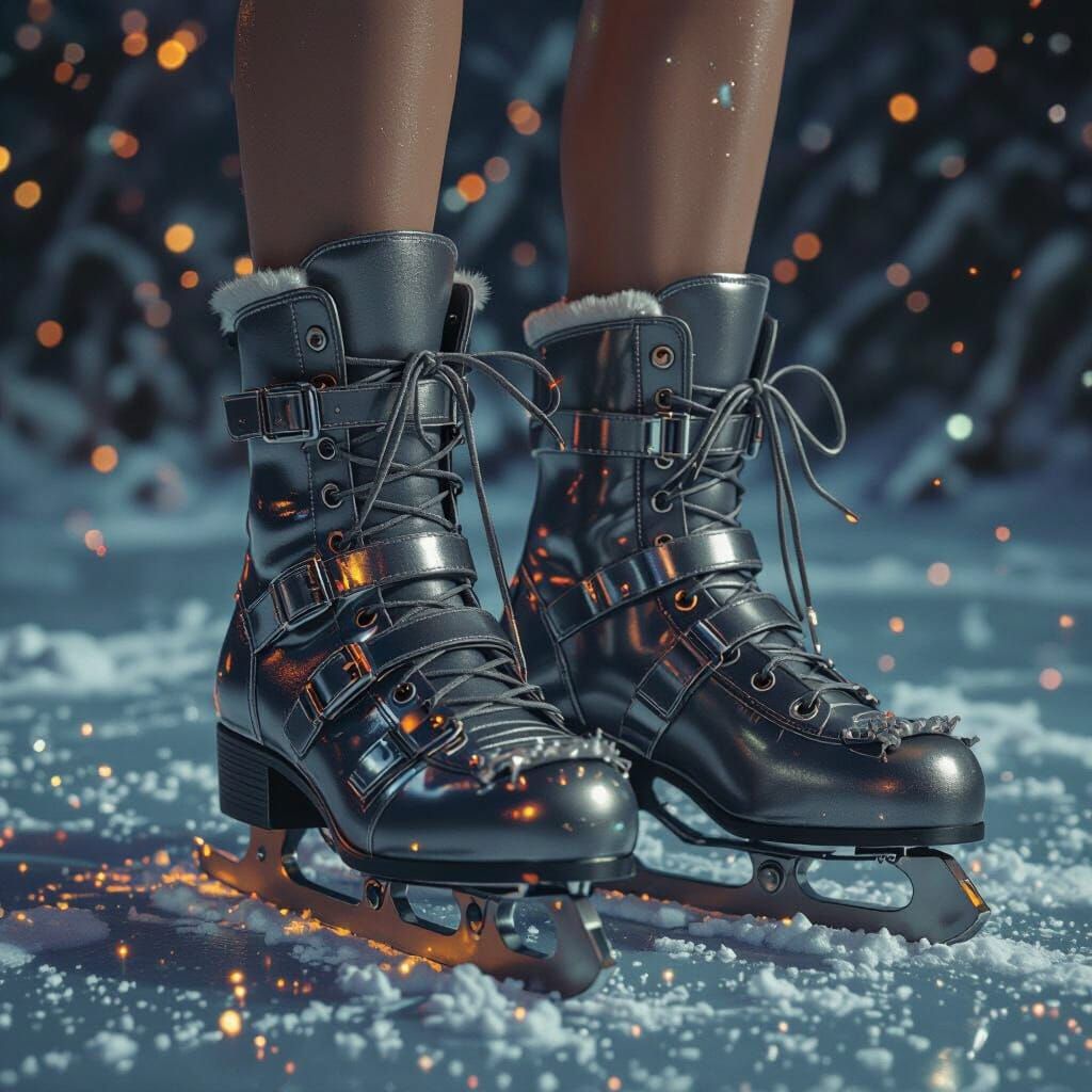 Gunmetal Grey Platform Ice Skates in Fantasy Style