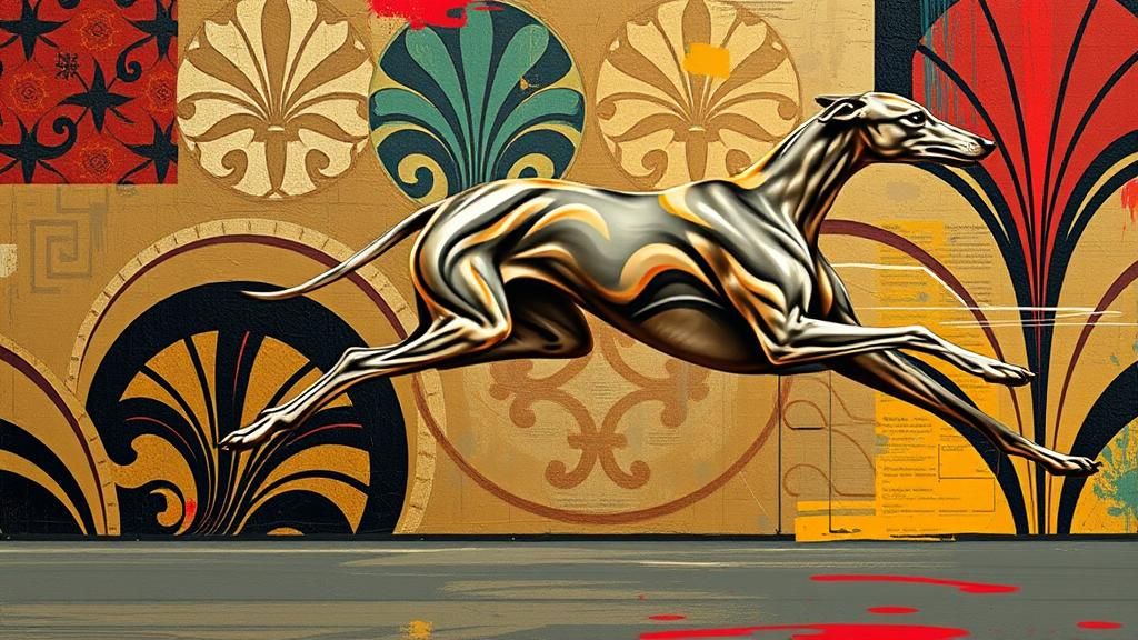Greyhound Racing in Art Deco Bauhaus Style