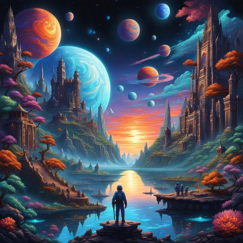 Pixel Art Alien Planet: A Cosmic Digital Painting