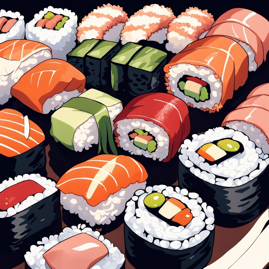 Sushi in Anime Key Visual Style