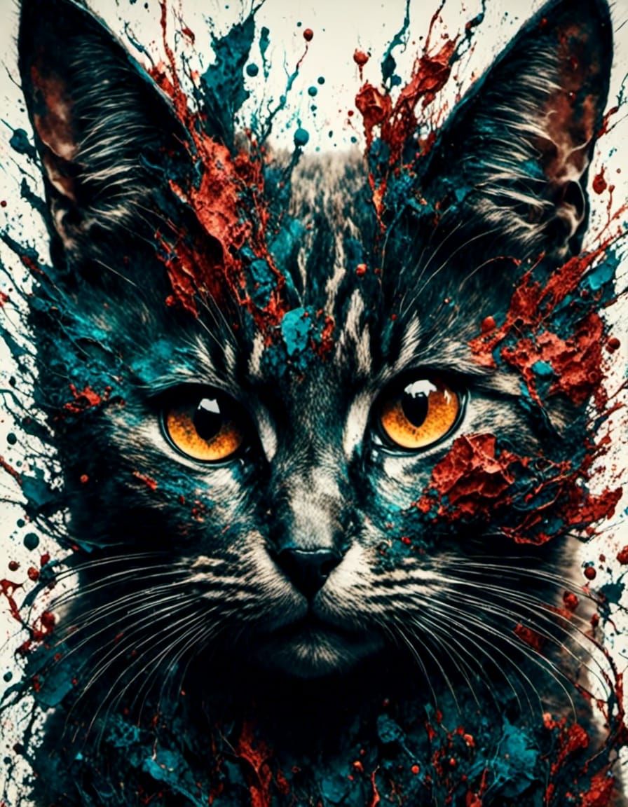 Intricately Detailed Cat with Macabre Vibrance