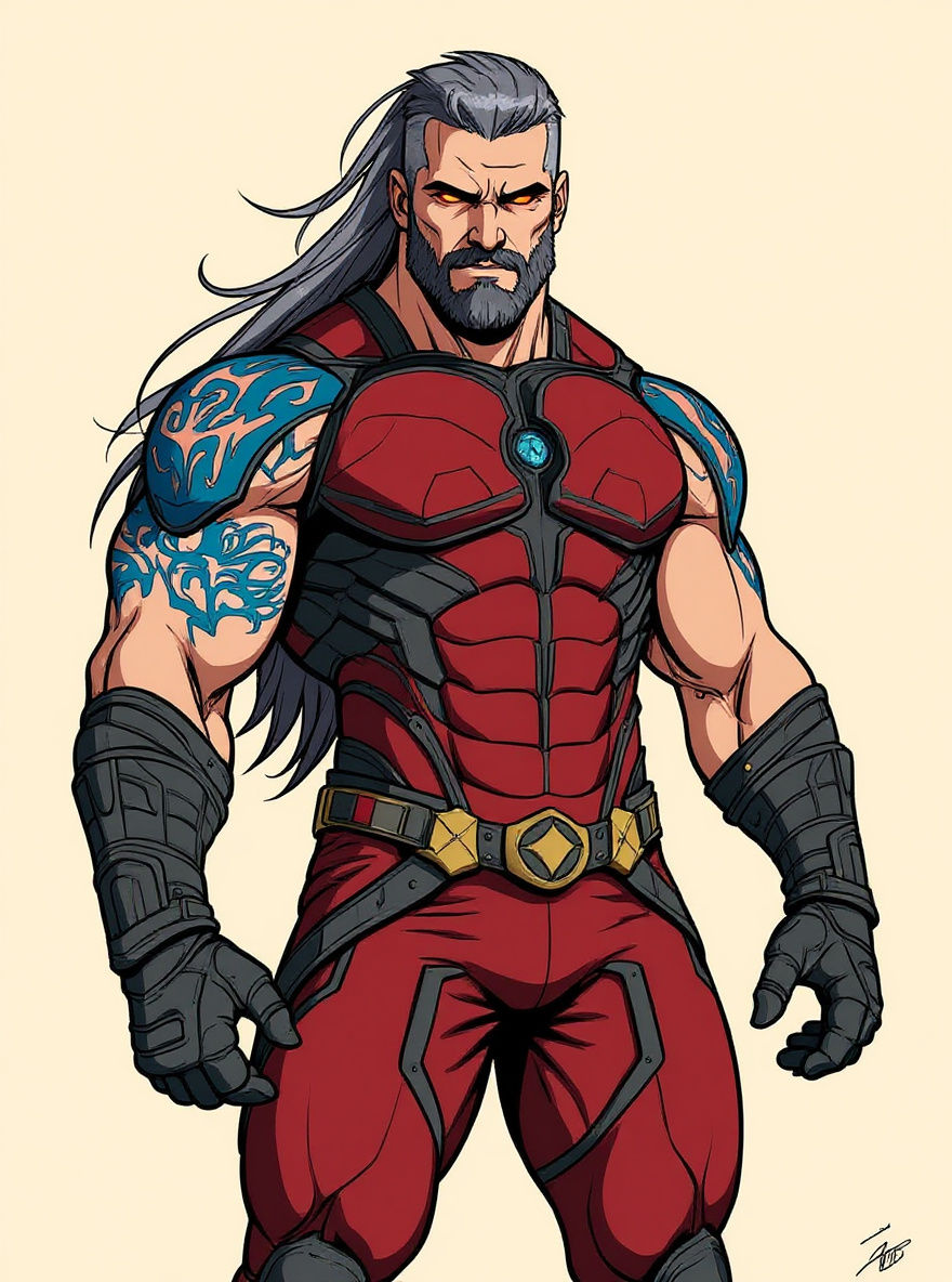 Powerful Superhero Portrait with Bold Linework