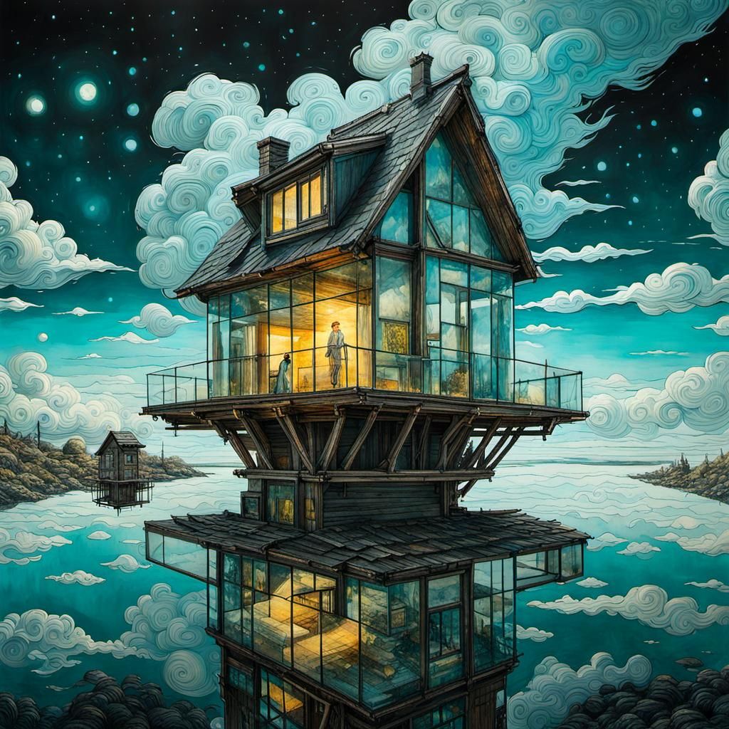Surreal Double flipped house