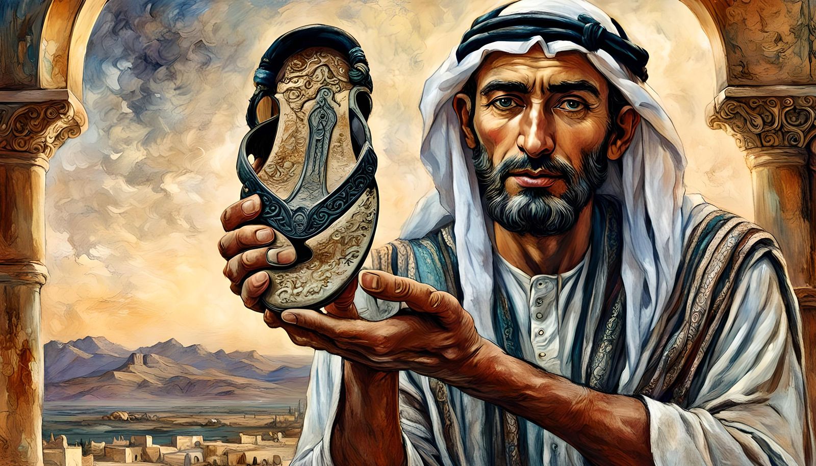 Arab Man with Sandal in Ancient Israel Style
