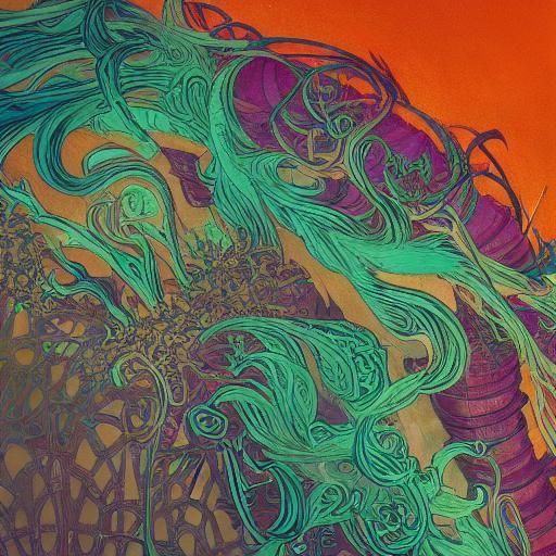 Biomechanical Brain in Art Nouveau Style