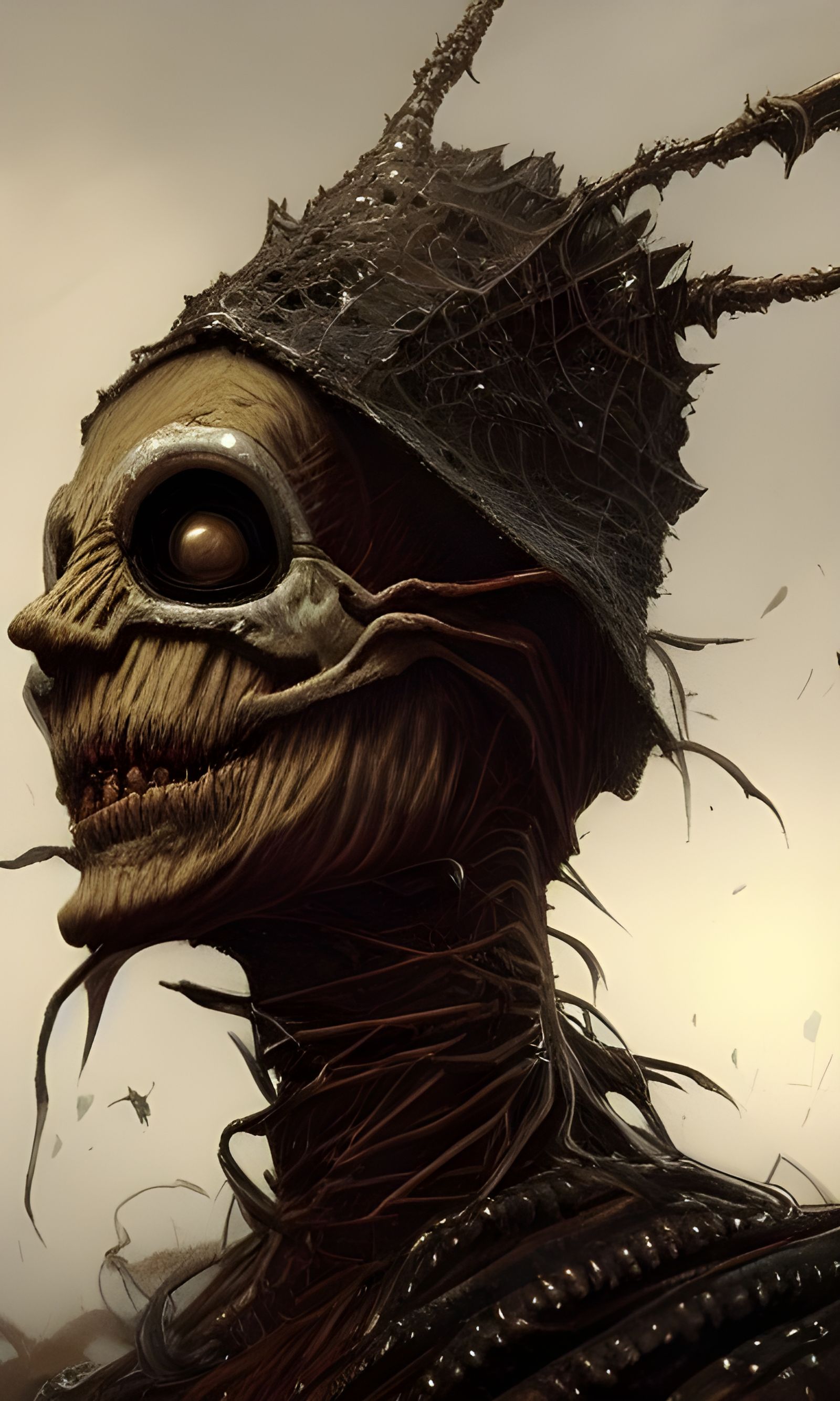 Halloween Scarecrow God Portrait in Horror Art Style