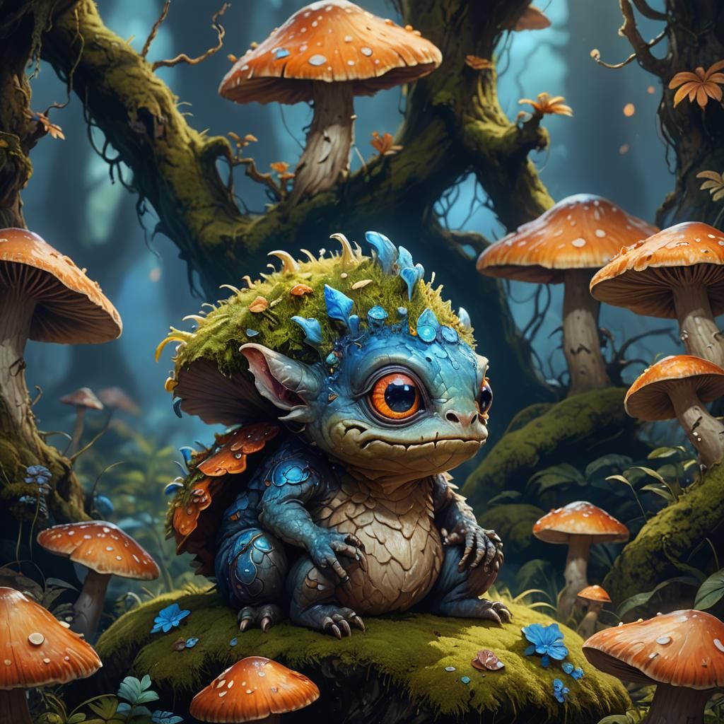 Cute Monster Portrait in Fantasy Setting
