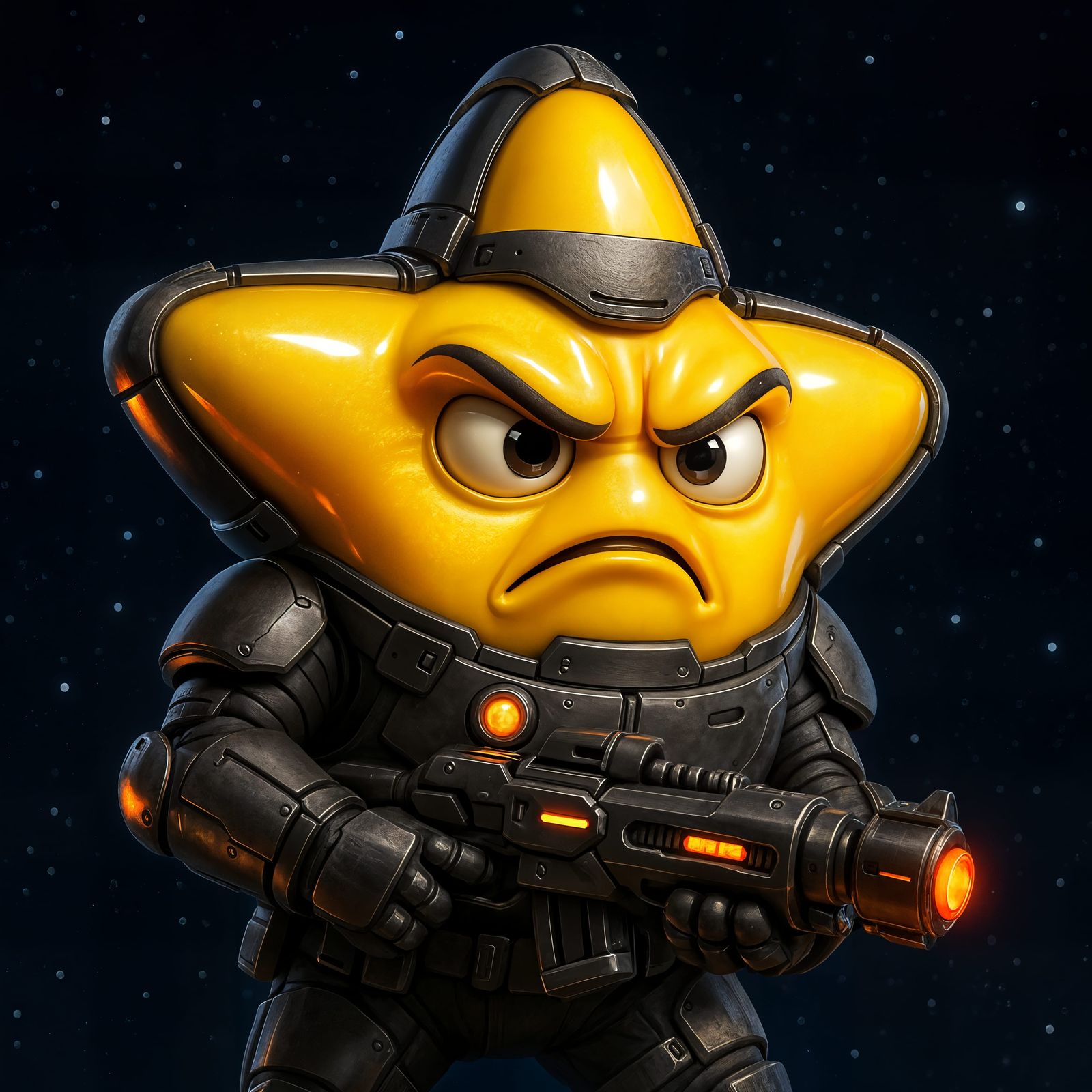 Sci-Fi Cartoon Star Soldier in Night Sky