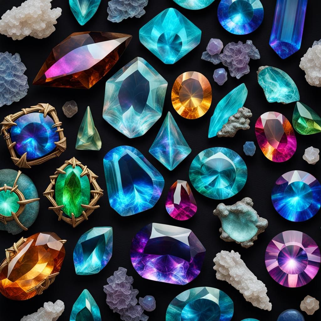 Bioluminescent Creatures in a Maximalist Gemstone Adventure