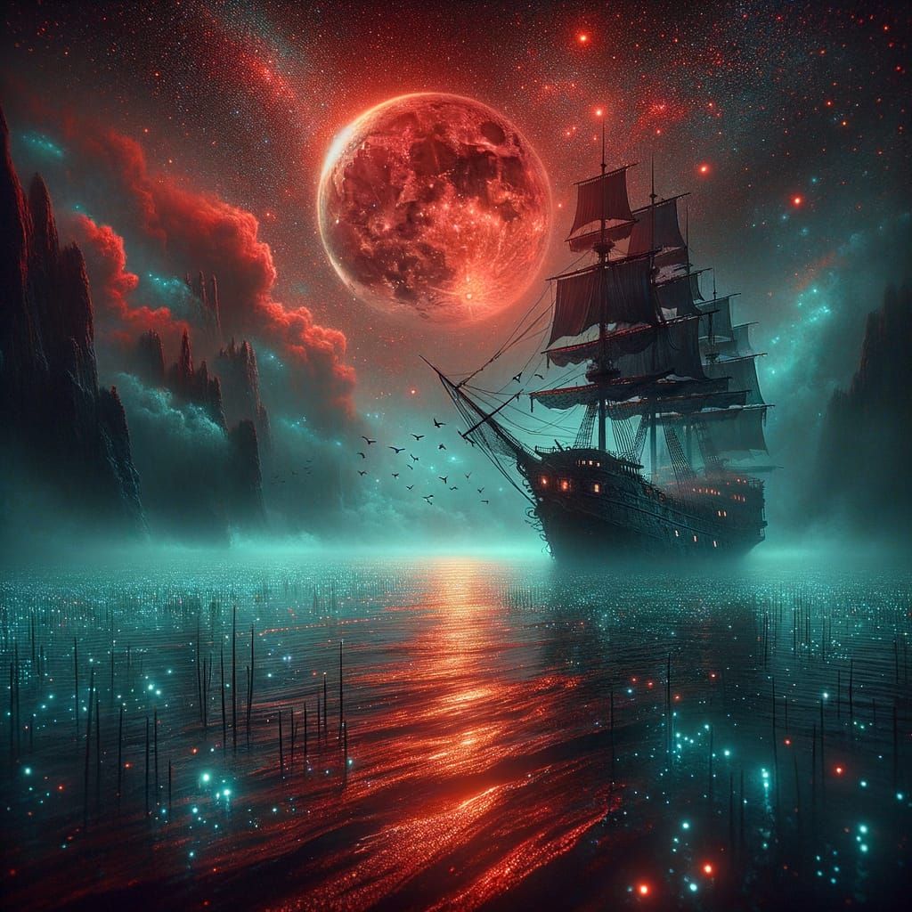 Moonlit Seas Red - Ship 2