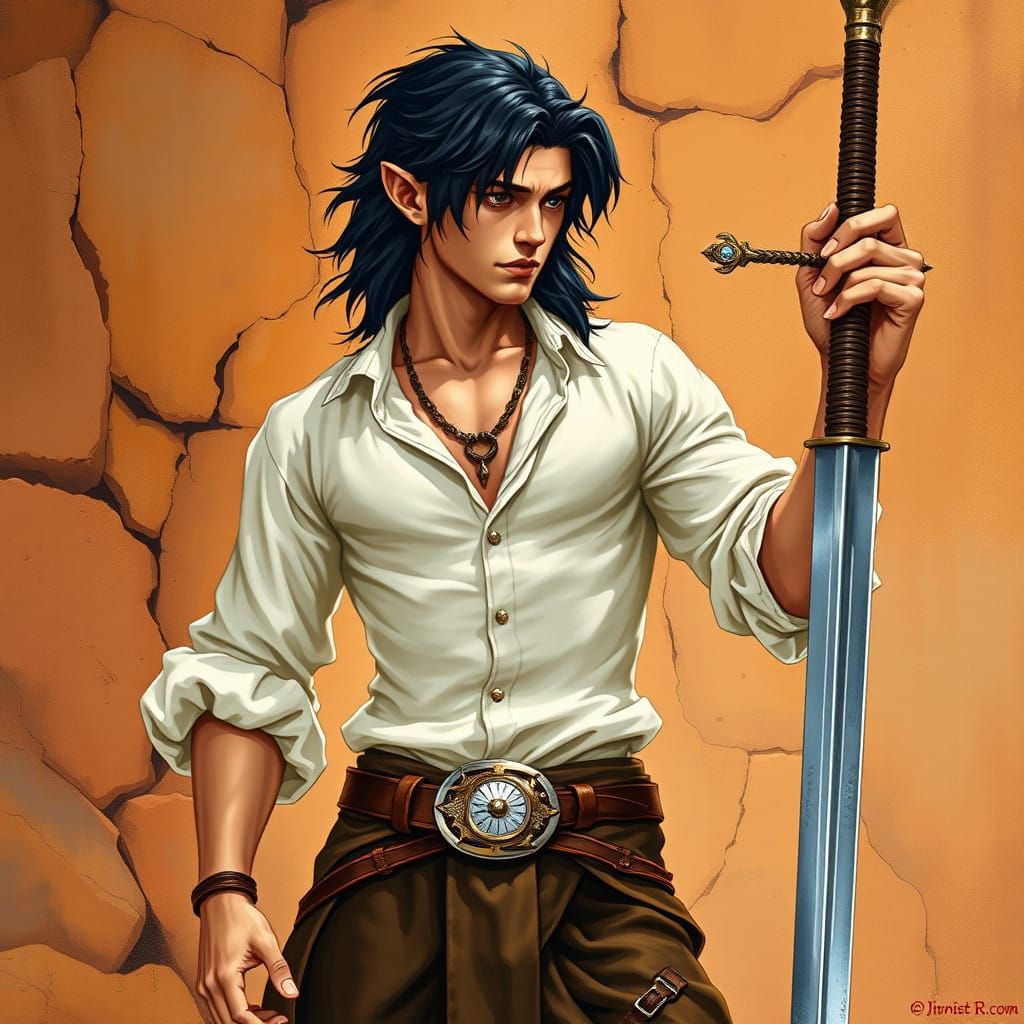 Chiseled Elf Swashbuckler in Mediterranean Fantasy Art